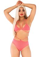 Bra and panty lingerie set, opaque fabric, thin straps